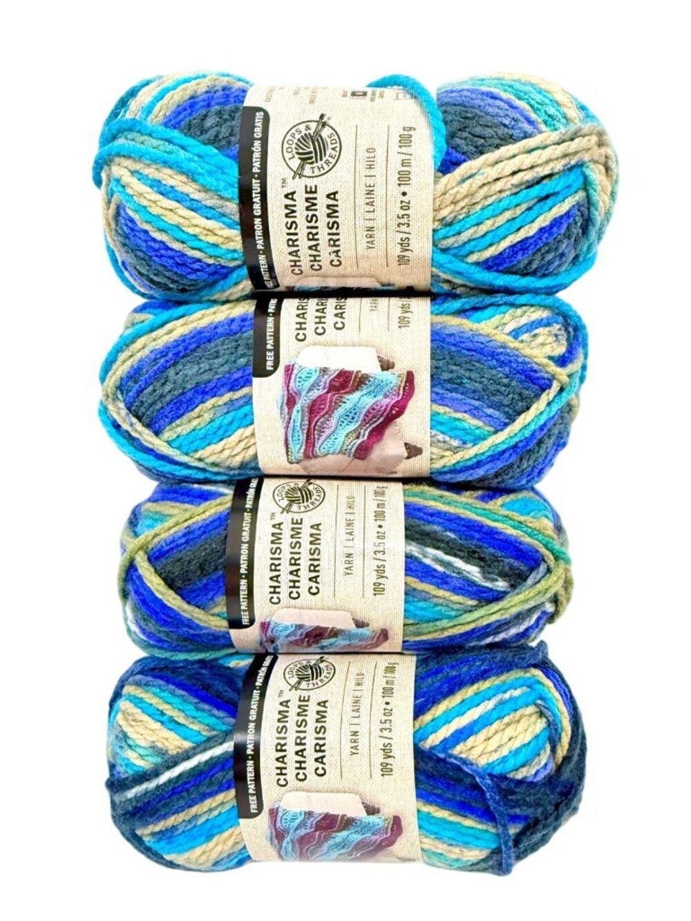 Loops & Threads Charisma Yarn Cascade Color Bulky 5 Acrylic Lot of 4 New Skeins